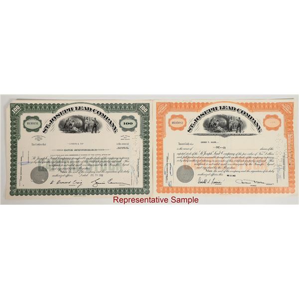 St. Joseph Lead Company Stocks c.1960s About 120  [206204]