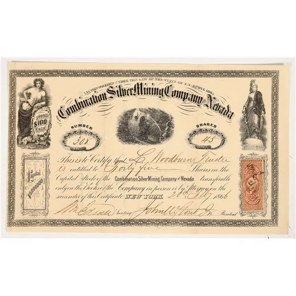 Combination Silver Mining Company of Nevada Stock Certificate, 1866 [204195]