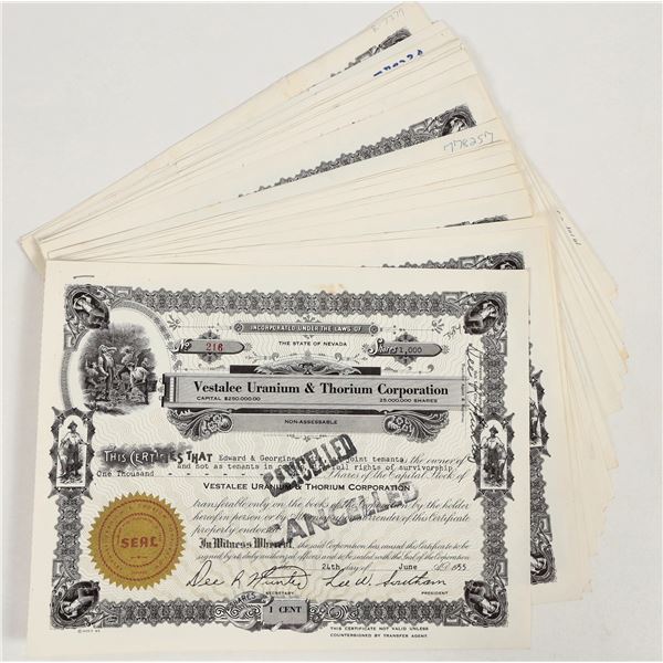 Vestalee Uranium & Thorium Stocks, 1950s (25) [205791]