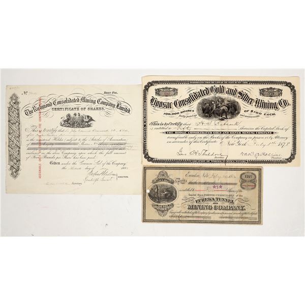 Three Different Eureka, Nevada Mining Stock Certificates [204174]