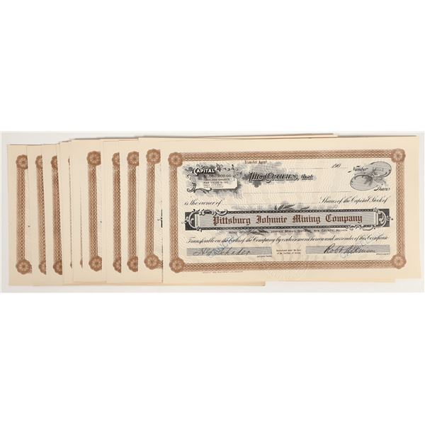 Pittsburg Johnnie Mining Company unissued, signed (16) RARE! [206183]