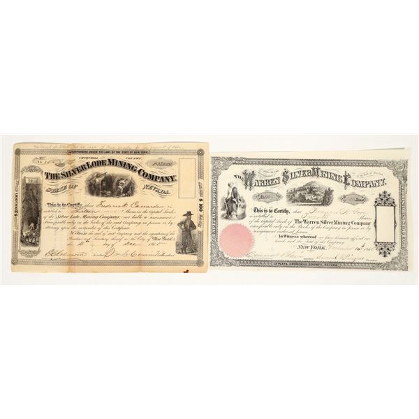 La Plata, Churchill County, Nevada Mining Stock Pair, 1860s [204990]