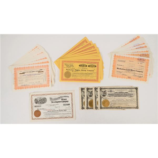 Manhattan Mining Stocks, 6 Different c.1920s-60s About 100 [206231]