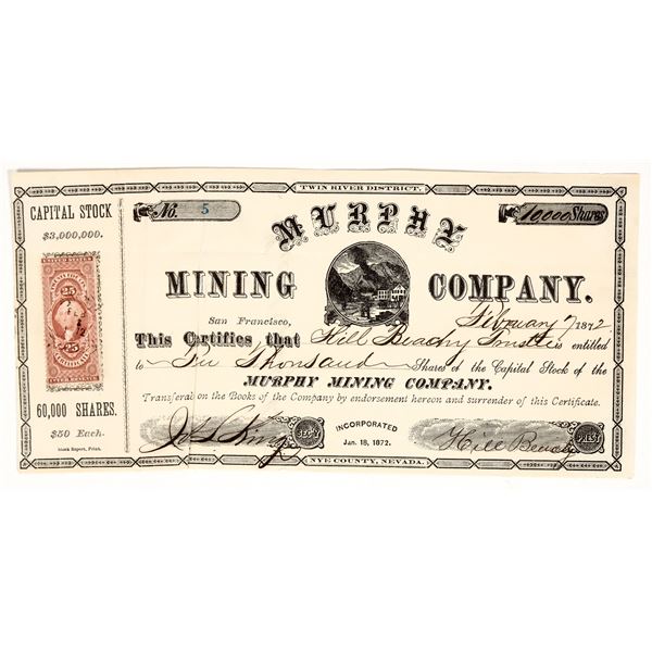 Murphy Mining Company Stock Certificate, 1872 [195378]