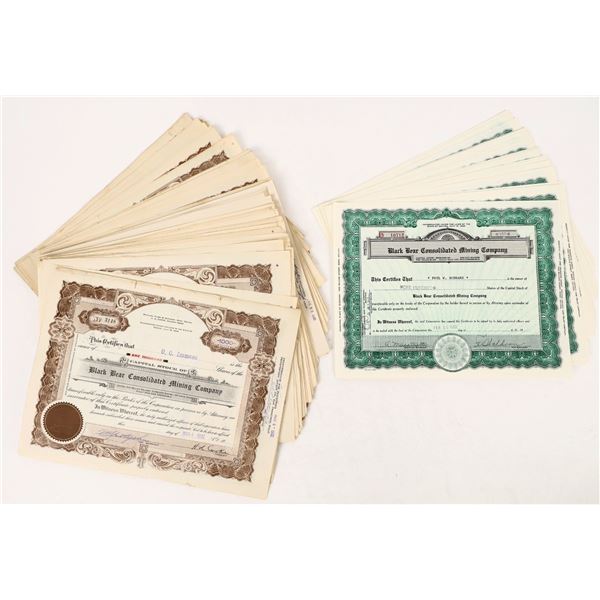 Black Bear Consolidated Mining Co. Stocks c.1930s-60s About 150 [206228]
