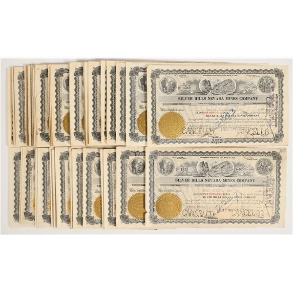 Silver Hills Nevada Mines Company Stocks c. 1921 About 100 [206191]