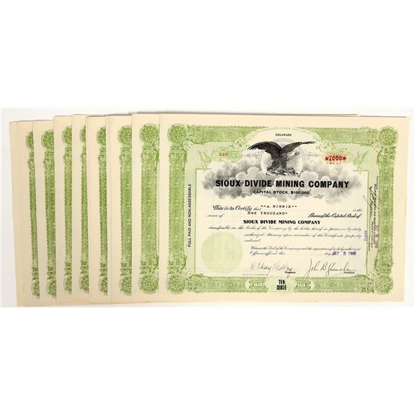 Sioux Divide Mining Company Stocks c.1919 About 20 [206205]