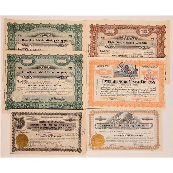 Tonopah Mining Stocks w/Famous Signatures, 6 [180307]