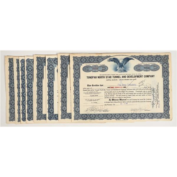 Tonopah North Star Tunnel and Development Co. Stocks c. 1945-55 (12) [206196]