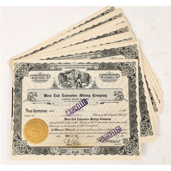 West End Extension Mining Co. Stocks, 1927 (45) [206817]