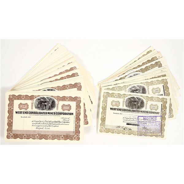 West End Consolidated Mining Company Stock Certificates (200) incl. Borax Smith Autographs [205796]