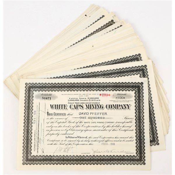White Caps Mining Company Stock Certificates (50) [206943]