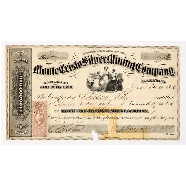 Monte Cristo Silver Mining Co. Stock. [205298]