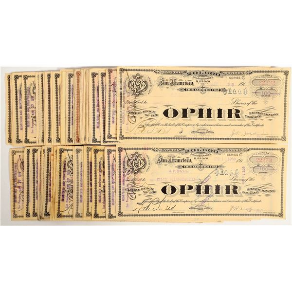 Ophir Silver Mining Company Stocks c. 1908-20 About 100 [206200]
