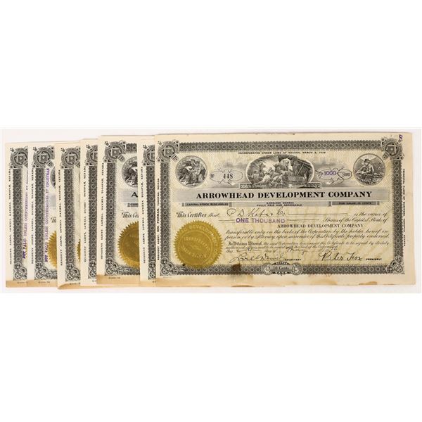 Arrowhead Development Company Stocks c.1926-29 (8) [206424]