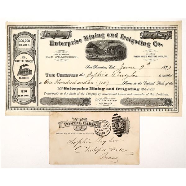 Enterprise Mining & Irrigating Stock, 1877, Rare [187918]