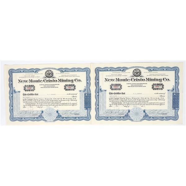 New Monte Cristo Mining Co. Stocks Signed by Swindler CC Julian [200878]
