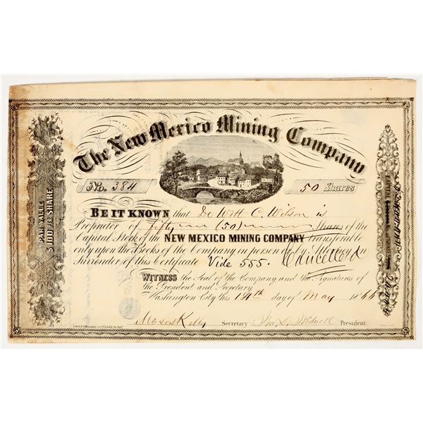 New Mexico Mining Co. Stock Certificate, 1866 [201562]