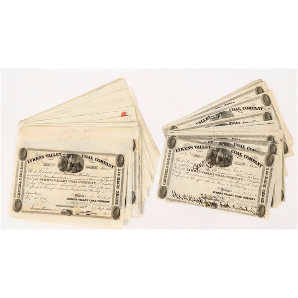 Lykens Valley Coal Company Stocks c.1830s-50s About 100  [206581]