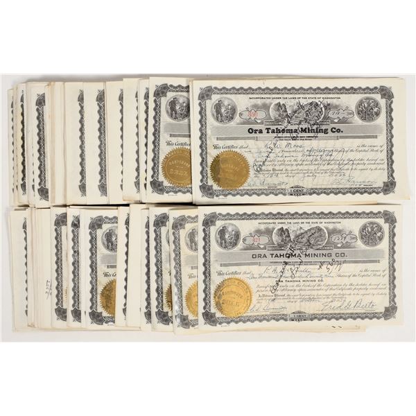 Ora Tahoma Mining Co. Stock Certificates c.1935 ( 140+) [206324]
