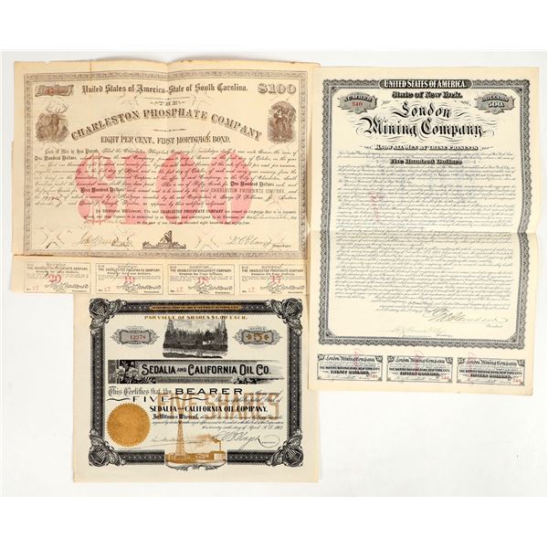 Oil and Mining Stock/Bonds South Carolina, California, and New York [201242]