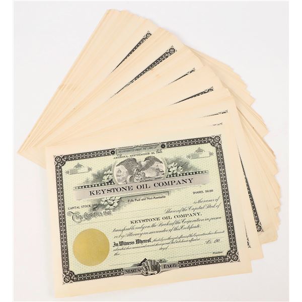 Keystone Oil Company Stock Certificates (70) [206953]