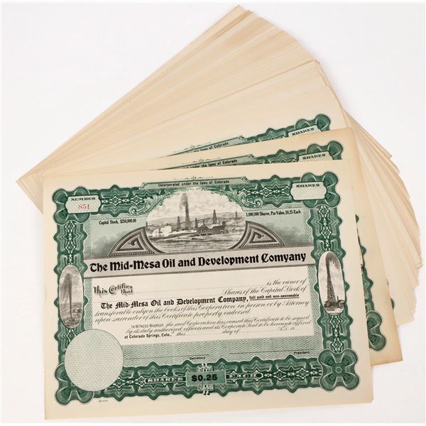 Mid-Mesa Oil and Development Company Stock Certificates (80) [206955]
