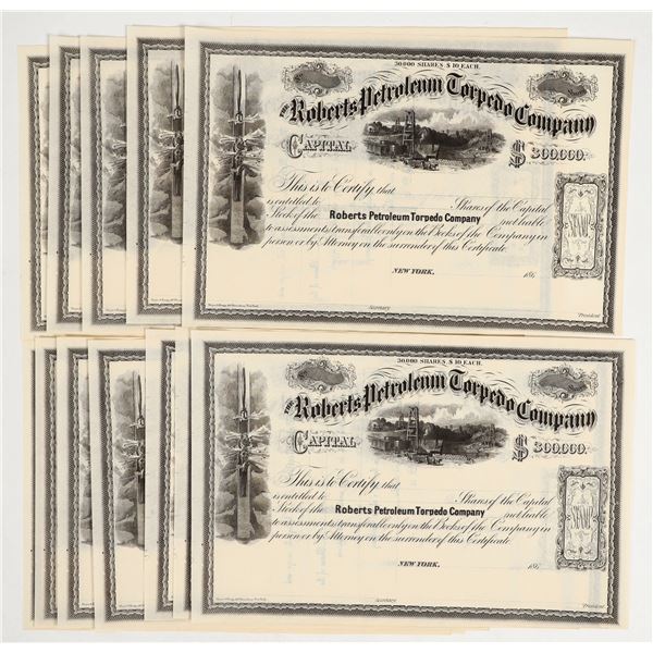Roberts Petroleum Torpedo Company Stocks, Unissued (11) [201099]