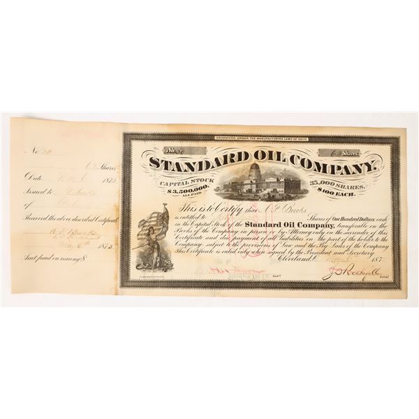 Standard Oil Company Stock Certificate Signed by John D. Rockefeller, 1875 [206674]