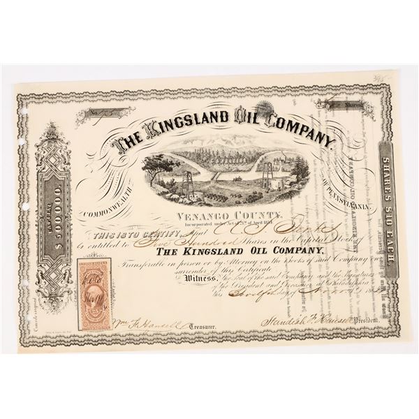 Kingsland Oil Company Stock Certificate, 1864 [198028]