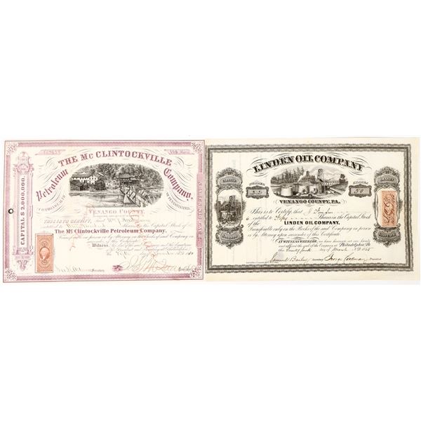 Two Different Venango County, Pennsylvania Oil Stocks, 1865-70 [197992]