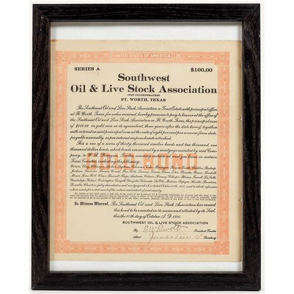 Bond Certificate for the Southwest Oil & Live Stock Association 1920 [198650]