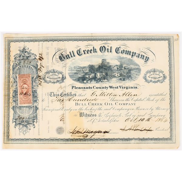 Bull Creek Oil Company Stock Certificate, 1864, Civil War Era [198023]