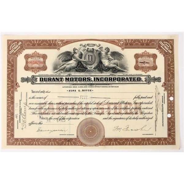 Durant Motors, Incorporated Stock Certificate  [197953]