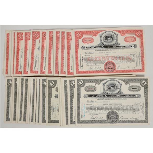 Continental Motors Corp. Stocks c.1955-65 About 160 [205747]