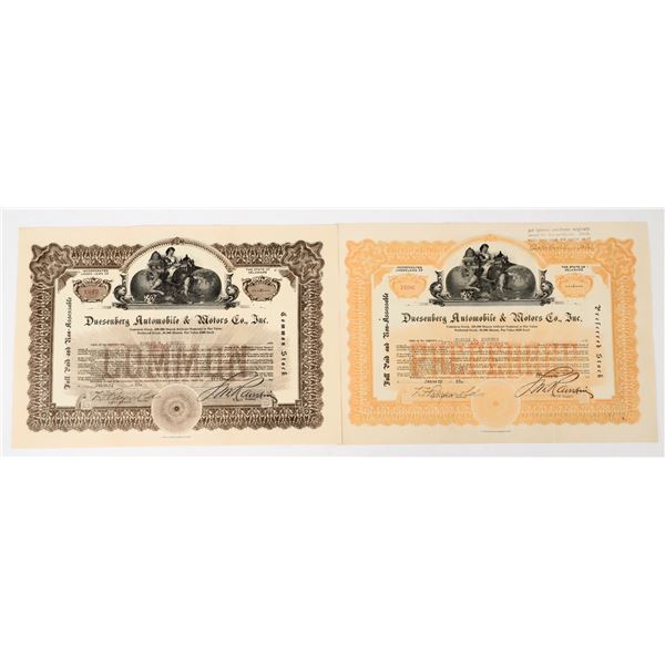 Duesenberg Automobile & Motors Co. Inc. Stock Pair [198177]