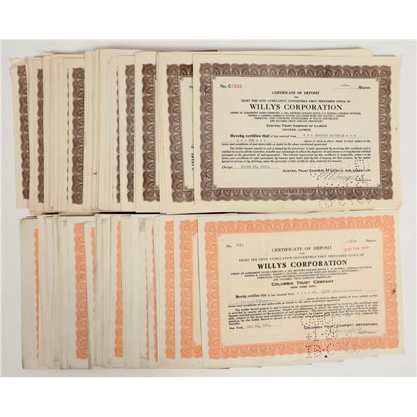 Willys Corporation Stock Certificates (150+) [205626]