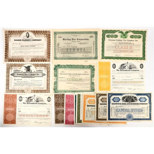 Automobile Tire Stock Certificate Collection (14) [197951]