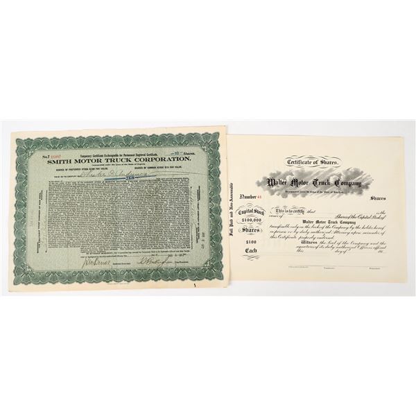 Motor Truck Stock Certificate Pair [205408]