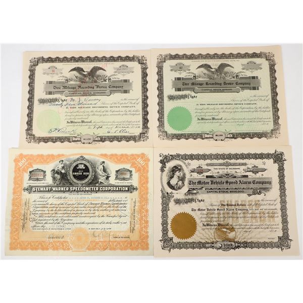 Speedometer Automobile Stock Certificate Group (4) [197950]