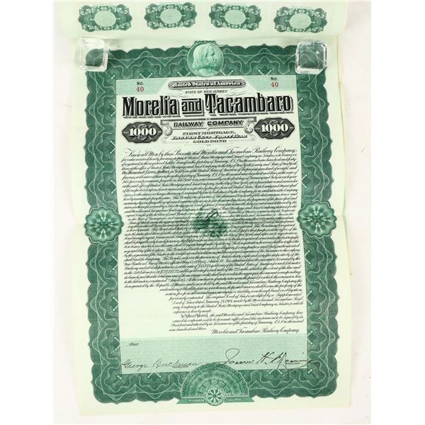 Gold Bond: Morelia and Tacambaro Railway, 1903 [206600]