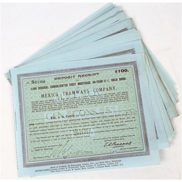Mexico Tramways Company Gold Bond Certificates Lot [206464]