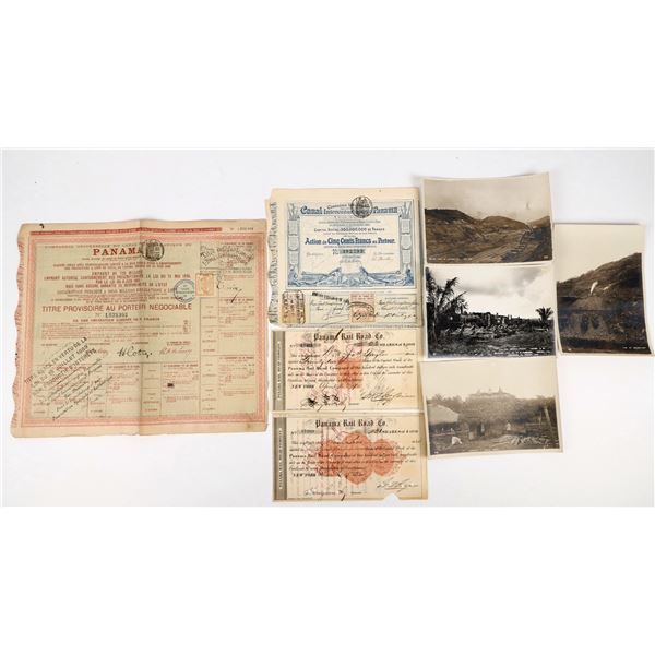 Panama Canal Railroad Stocks, Photos, etc. c.1870-1907 (8) [206870]