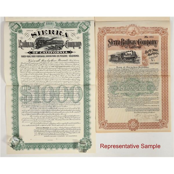 Sierra Railway/Railroad  Co. Bonds (75) [206025]