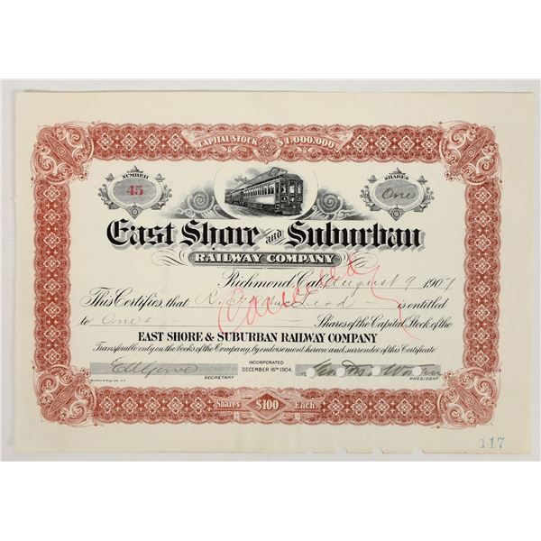 East Shore and Suburban Railway Company Stock Certificates (200) [206117]