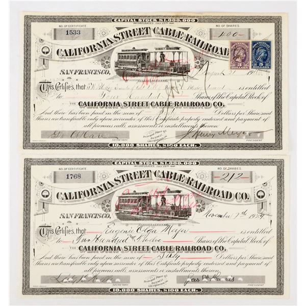 California Street Cable Railroad Co. Stock Certificate Pair [198003]