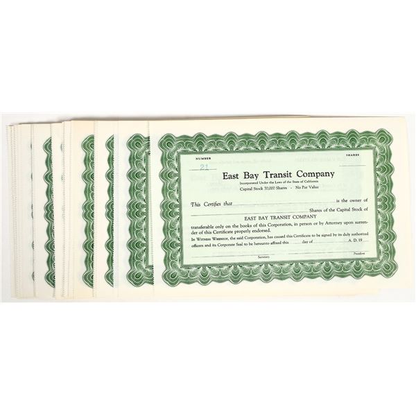 East Bay Transit Company Stocks (60) [206073]