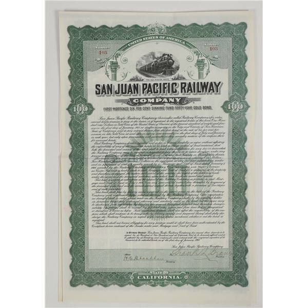 San Juan Pacific Railway Company Bond 1908 [205454]