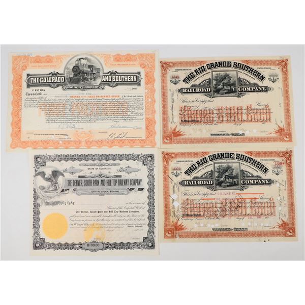 Colorado Railroad Stock Group incl. Otto Mears Autograph [198112]