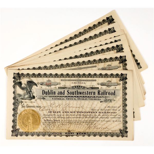 Dublin & Southwestern RR Stocks (8) [205921]